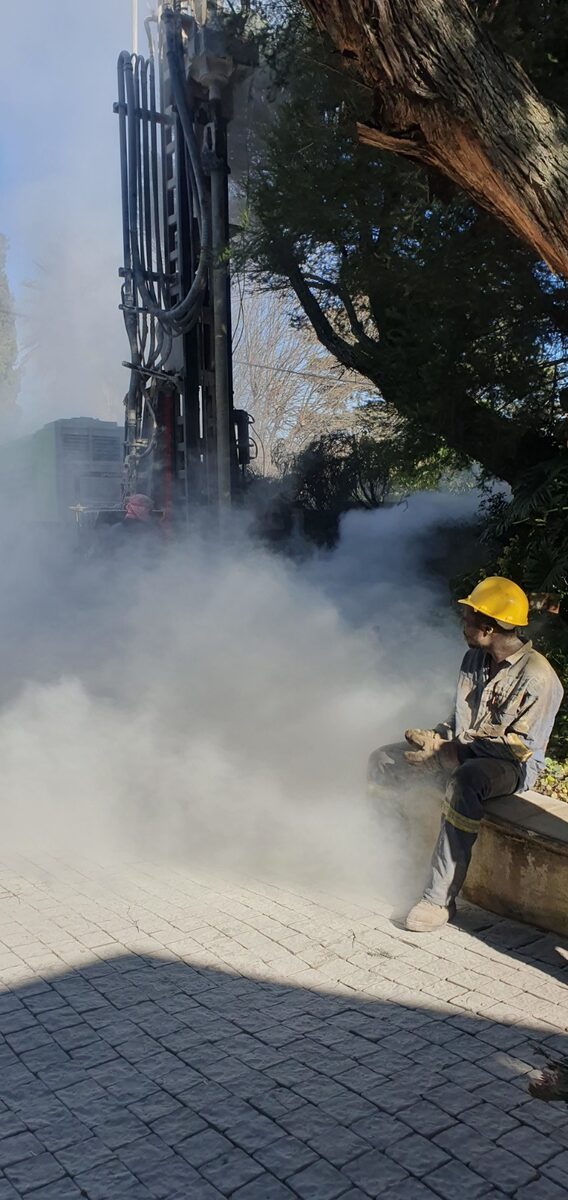 Borehole installation underway at a residential property